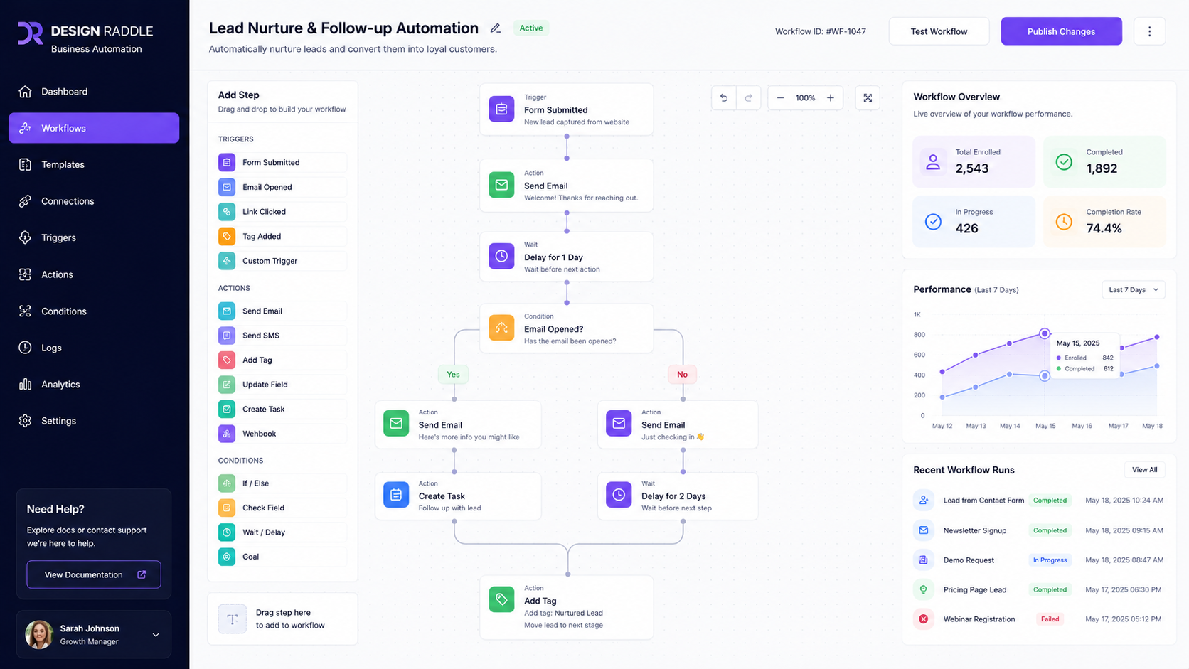 Business automation workflow preview