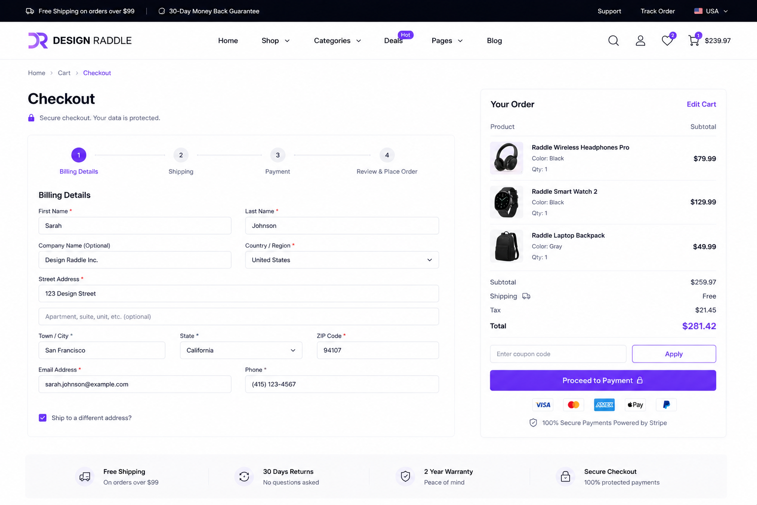 WooCommerce checkout page design preview