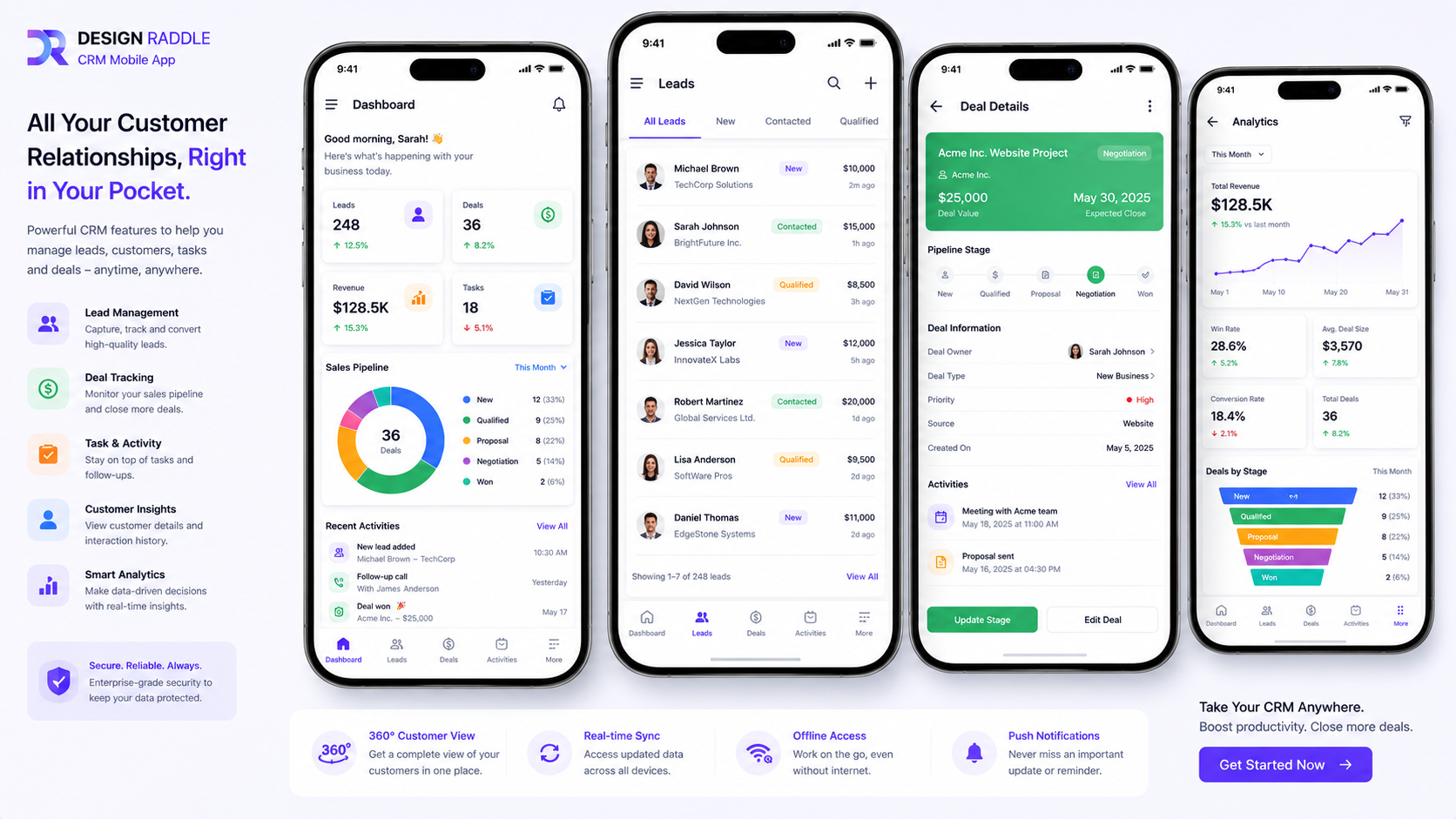 CRM mobile app dashboard preview
